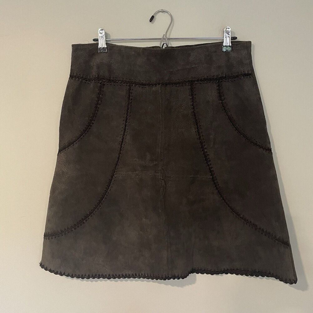 Mini Suede A-Line Skirt in Dark Brown